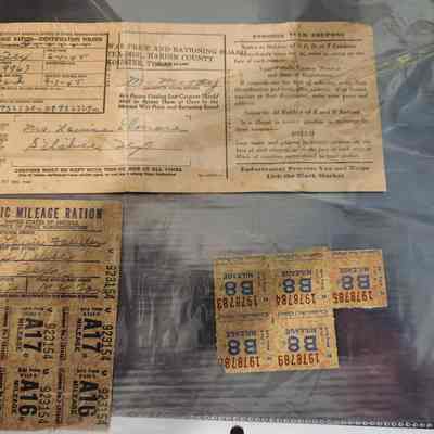 War Mileage Ration Book for Mrs Louise Elmore and Coupons 1945
