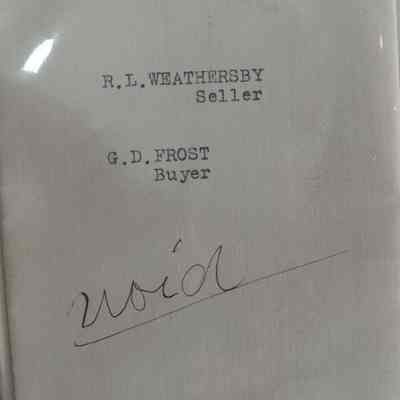 Original Contract for Sale of Lots from R L Weathersby to G D Frost - Voided
