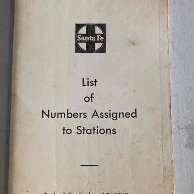 Santa Fe Form 1610 Standard - List of Numbers Assigned to Stations