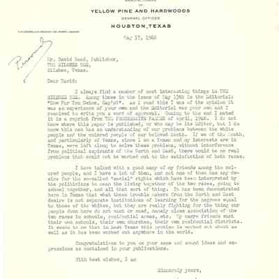 Letter to David Read from H M Seaman - Kirby Lumber Corp May 17, 1948