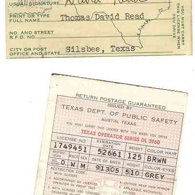 David Read Texas Operators License - Texas Dept of Public Safety