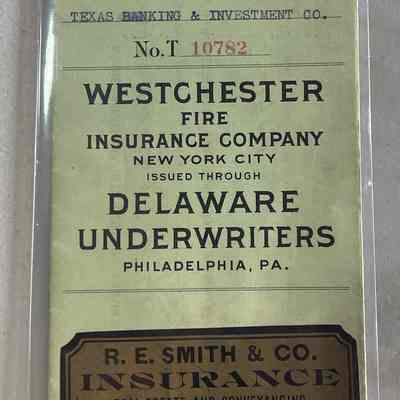 Tornado Policy through Westchester Fire Insurance Co for Texas Banking & Investment Co