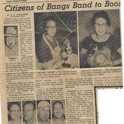News Article - Citizens of Bags Band to Boost City June 3, 1962 - David Read's Aunt Gene included