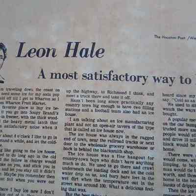 Newspaper article by Leon Hale "A Most Satisfactory Way to Buy Ice" dated September 12, 1979