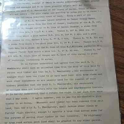 Bill of Sale - $500 paid by R.L. Weathersby to J.P. Masterson for pine timber