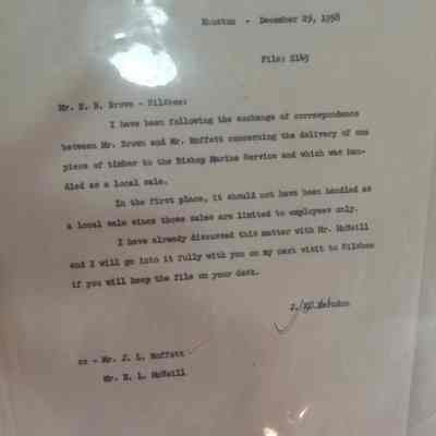 Letter to E B Brown from J K Herndon dated December 29,1958