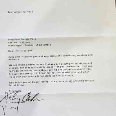 Letter from Johnny Cash to President Gerald Ford 9-10-1974
