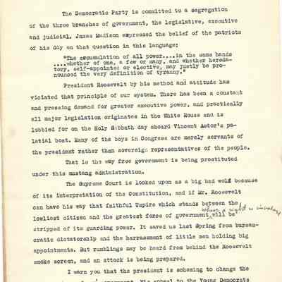 John H Kirby Speech concerning Democratic Party