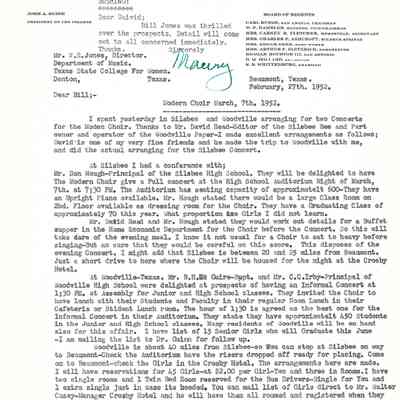 Letter to William E Jones from D Maury Pollard February 27, 1952