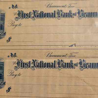 Checks from First National Bank of Beaumont - Blank