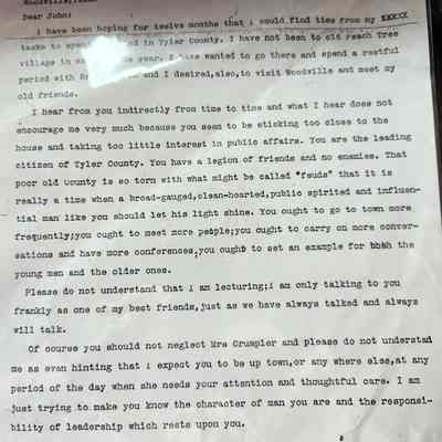 Copy of Letter to John T Crumpler from John Henry Kirby May 10,1922