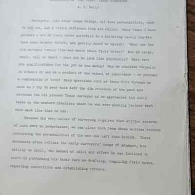 Paper on Backsights on "Old Timey" Texas Surveyors by A.B. Kelly