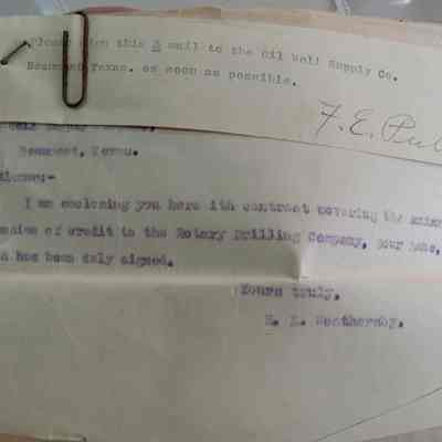 Contract covering the extension of credit to the Notary Drilling Company by R L Weathersby January 1919