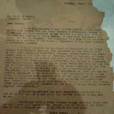 Letter from John Henry Kirby to Walter J Crawford dated December concerning Opinion of Title