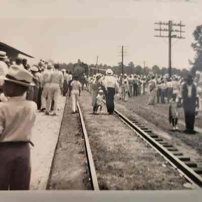 Photo of Gathering of people at Silsbee Depot