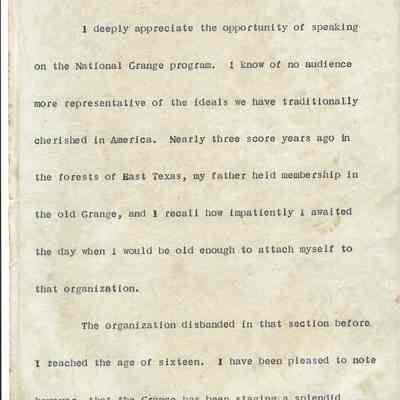 National Grange Broadcast by John H Kirby dated September 21,1935