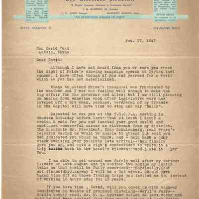 Letter to David Read from John Manthey Jr February 17, 1947