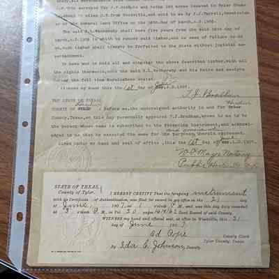 Bill of Sale for $750 paid by R.L. Weathersby for all merchantable pine timber