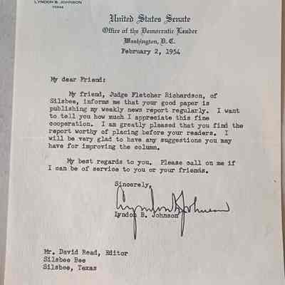 Letter to David Read from Lyndon B Johnson dated February 2, 1954