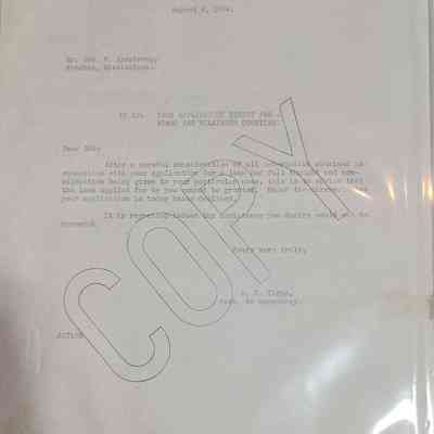 Letter to George Armstrong from AC Tighe dated August 8, 1934