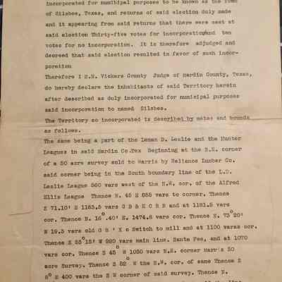 Order declaring results of an election held in the Town of Silsbee Junction April 28, 1906