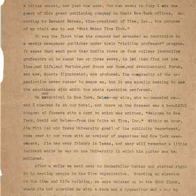 David Read Documentation of time spent in New York at Time Inc July 1954