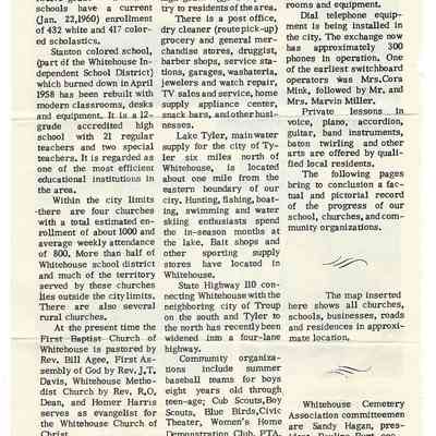 Article - Time: Present - Whitehouse Texas in 1960 - David Read Materials