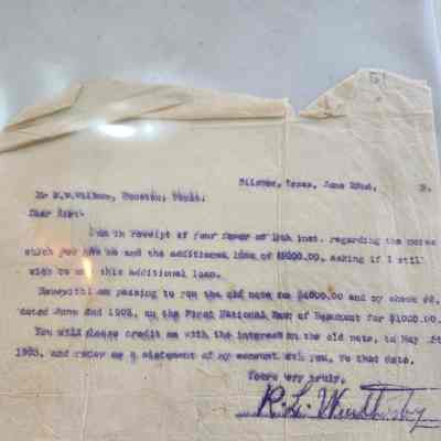 Letter from R L Weathersby to W W Wilson dated June 22, 1903