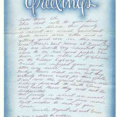 Letter to David Read and Family from Uncle Bryant and Aunt Gene