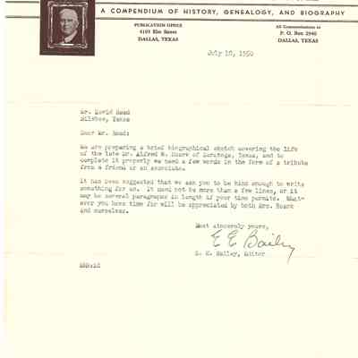 Letter to David Read from E E Bailey July 10, 1950