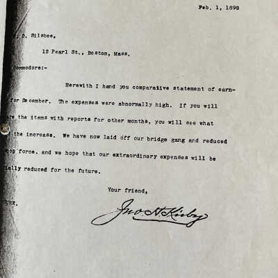 Letter to Nathaniel Silsbee from John H Kirby dated February 1, 1898 concerning earnings statement