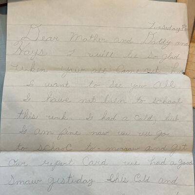 Handwritten Letter from JHK IIl (Jay) to his Parents