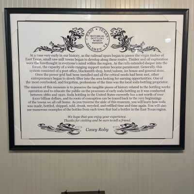 East Texas Historical Bottling Works Museum Sign