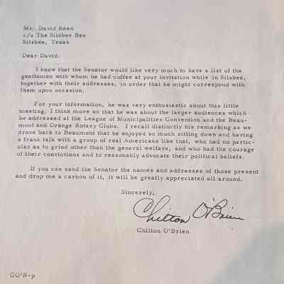 Letter to David Read from Chilton O'Brien dated - November 5, 1953