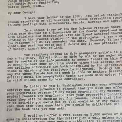 Letter to George W Armstrong from unknown dated August 21, 1934