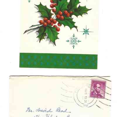 Christmas Card to David Read from Lucy Miller December 1961