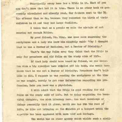 John H Kirby Address about The Bible