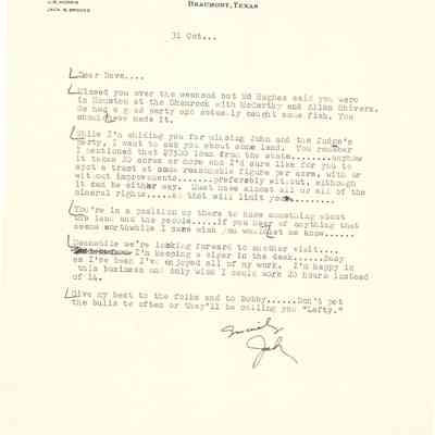 Letter to David Read from Jack Brooks October 31
