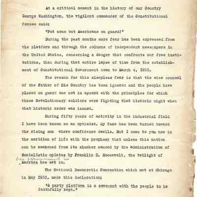 John H Kirby Speech opposing Franklin D Roosevelt policies