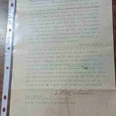 Loan Note 1 dated March 13, 1907 for $1000 payable to W.A. Withers for a parcel of land signed by J.P. Masterson