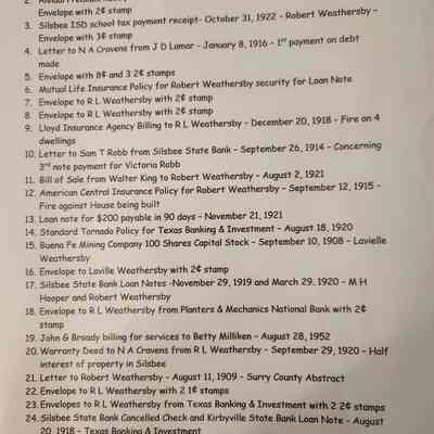 Index of Envelopes, Letters, Stamps, Stock Certificated, Betty Kirby Stewart Index