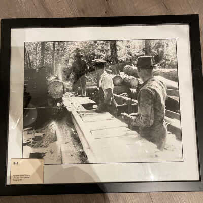 Framed Photo of 1940 Sawmill Cutting