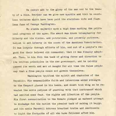 John H Kirby Writing Concerning George Washington