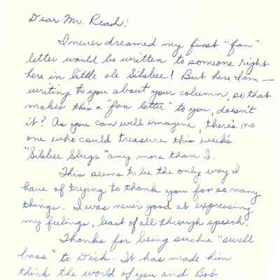 Letter to David Read from Dorothy Burgess January 26, 1951