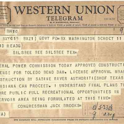Telegram to David Read from Jack Brooks October 11