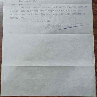 Letter from H. S. Spangler with The Gulf & Inter State Railway Co of Texas to John Henry Kirby dated September 25, 1899 transmitting a copy of Contract between Well, Fargo & Co's Express and the Gulf Interstate Railway Company entered into August 25, 1897
