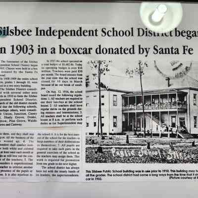 Framed Article -"Silsbee Independent School Distict began in 1903 in a boxcar donated by Santa Fe