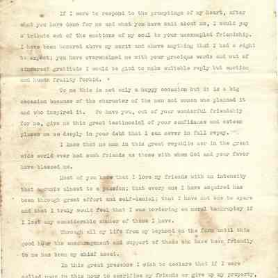John H Kirby Speech at Testimonial Banquet in 1926