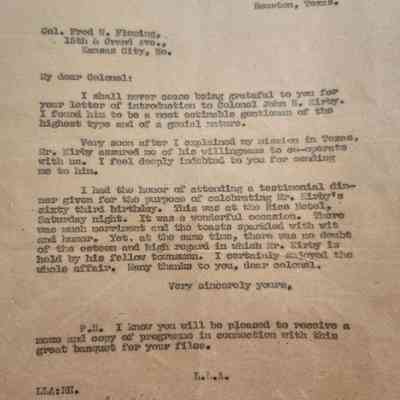 Letter to Col Fred W Fleming dated November 13, 1923