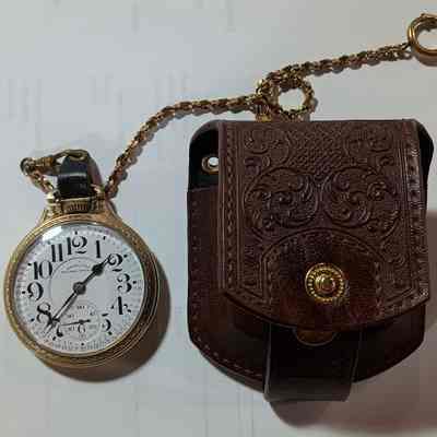 Gold pocket watch - 21 jewels from railroad with case donated by WS Clark
